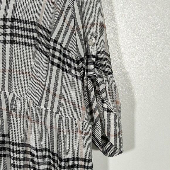 Torrid Lexie Plaid Babydoll Tunic Dress Size 4x Hi Low Hem Button Front Chiffon - Picture 10 of 10